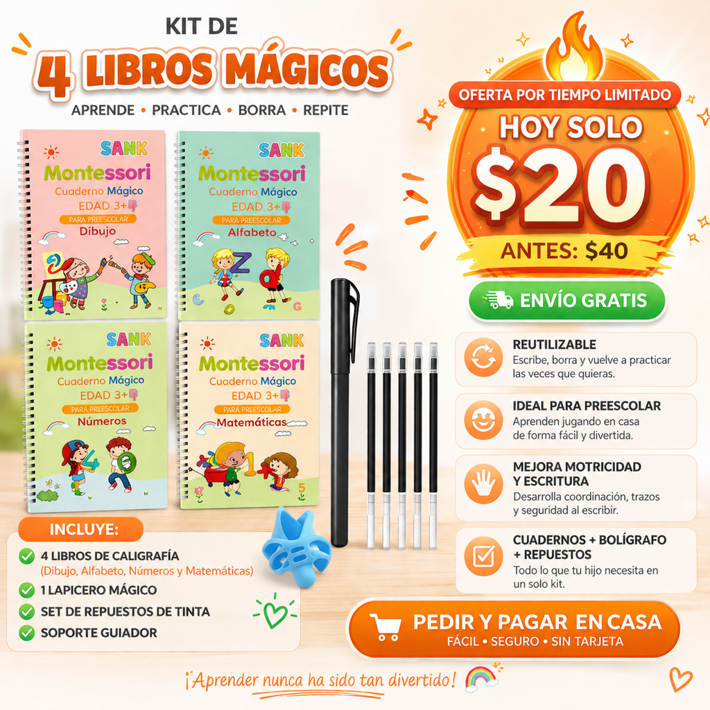 Kit de Caligrafía Mágica para Niños: ¡Escribe, Borra y Repite!