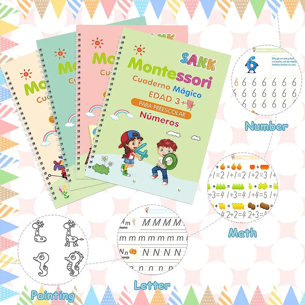Kit Montessori de Escritura Reutilizable para Niños