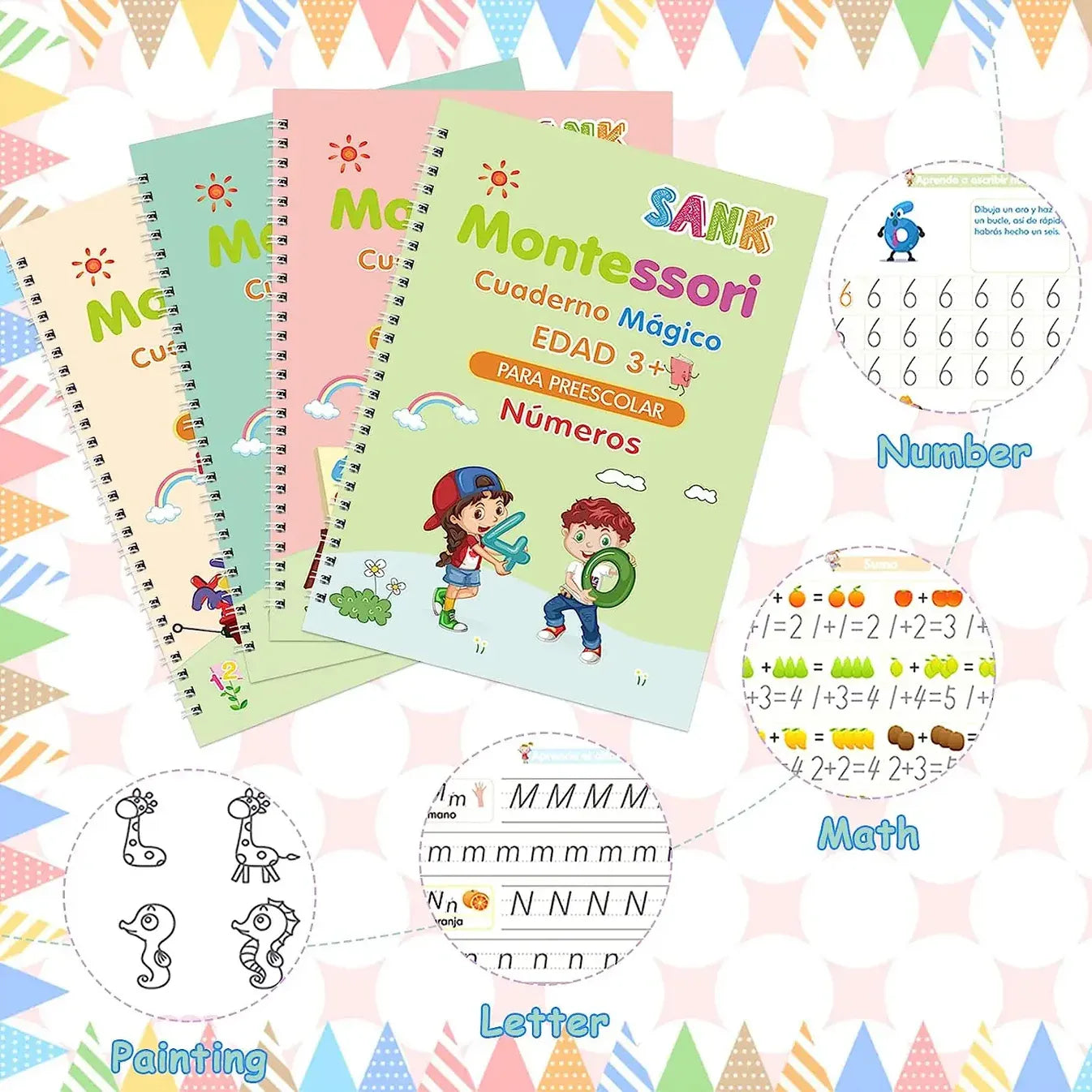 Kit Montessori de Escritura Reutilizable para Niños